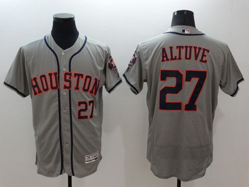 Astros #27 Jose Altuve Grey Flexbase Authentic Collection Stitched MLB Jersey - Click Image to Close